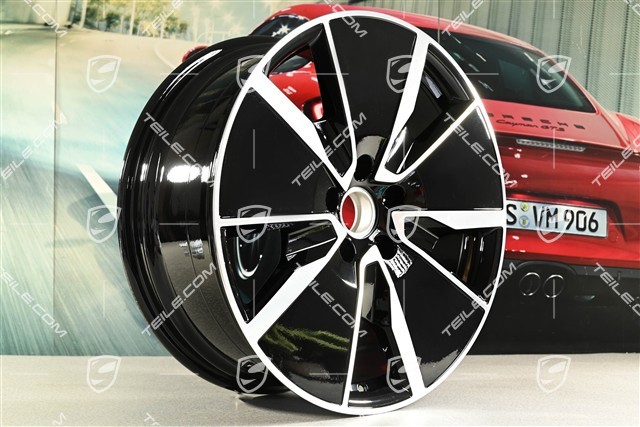 21" Komplet felg Macan Turbo, 8,5J x 21 ET27 + 10,5J x 21 ET47, czarny wysoki połysk