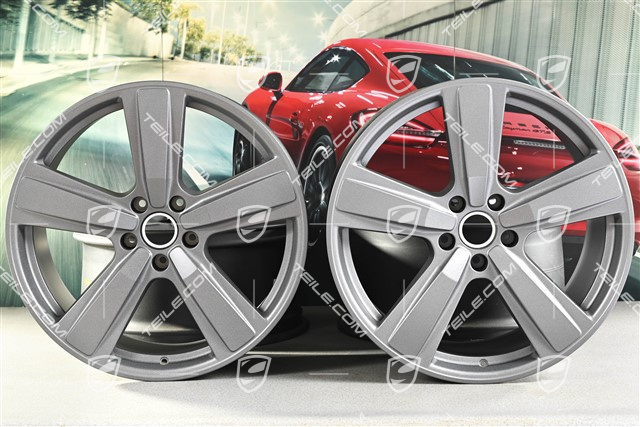 22" Komplet felg Cayenne Exclusive Design Sport, 10J x 22 ET48 +11,5J x 22 ET61, vesuvgrau