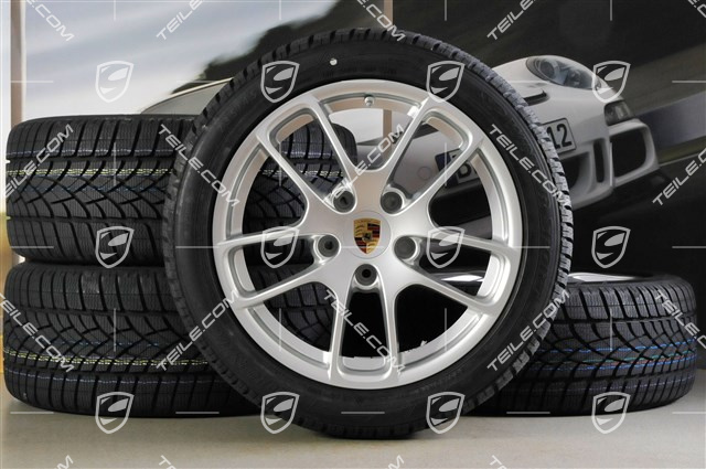 18" Cayman winter wheel set, 8J x 18 ET57 + 9J x 18 ET47 + winter tyres Dunlop SP Winter Sport 3D 235/45 R18 + 265/45 R18, without TPMS.
