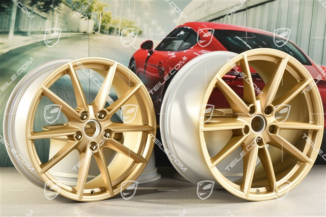 20"+21" wheel rim set Carrera S, 8,5J x 20 ET53 + 11J x 21 ET66, aurum satin matt