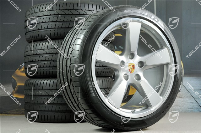 20" Sport Classic summer wheels set,GT-Silber met.,  rims 9,5J x 20 ET65 + 11,5 x 20 ET63 + NEW summer tyres 255/40 ZR20 + 295/35 ZR20, with TPM