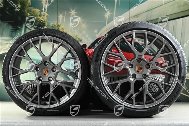 20"+21" RS Spyder Design winter wheel set, wheel rims 8,5J x 20 ET50 + 11J x 21 ET82 + NEW Michelin winter tyres 245/35 R20 + 305/30 R21, with TPMS, Darksilver