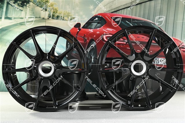 19" Komplet felg GT3 II RS 4.0 / GT2 RS, czarne, przód  9J x 19 ET47+ tył 12J x 19 ET48