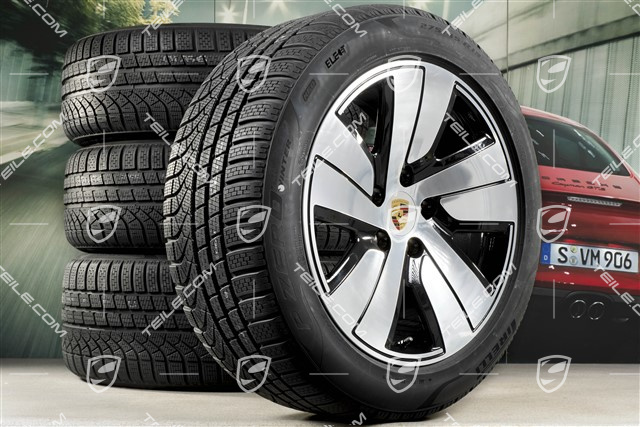 19" koła zimowe Taycan S, komplet, felgi 8J x 19 ET50 + 10J x 19 ET47 + NOWE opony zimowe Pirelli 225/55 R19 + 275/45 R19