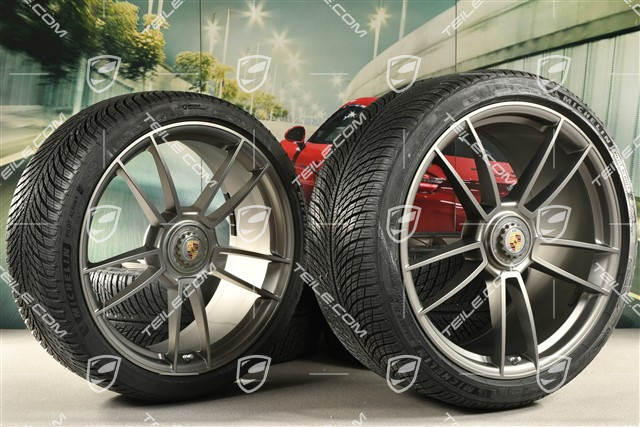 20/21-inch Turbo S winter wheel set, central lock wheel rims 8,5J x 20 ET40 + 11J x 21 ET66 + Michelin winter tyres 245/35 R20 + 305/30 R21, platinum satin matt