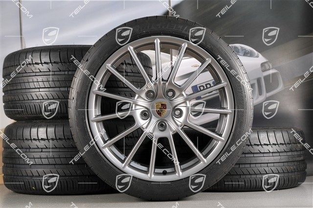 20" Panamera Sport Sommerräder Satz, 2 x 9,5J x 20 ET 65 + 2 x 11,5 J x 20 ET 63, Reifen 255/40 ZR20 + 295/35 ZR20 mit RDK