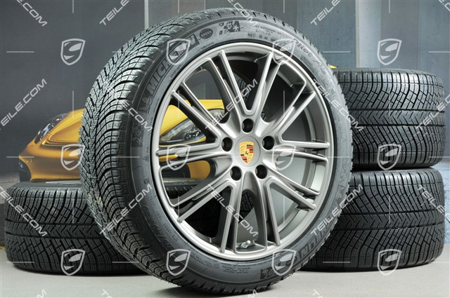 20-inch winter wheels set "Exclusive Design", rims 9,5 J x 20 ET71 + 10,5 J x 20 ET71 + NEW Michelin Pilot Alpin 4 winter tires 275/40 R20 + 315/35 R20, Platinum (satin)