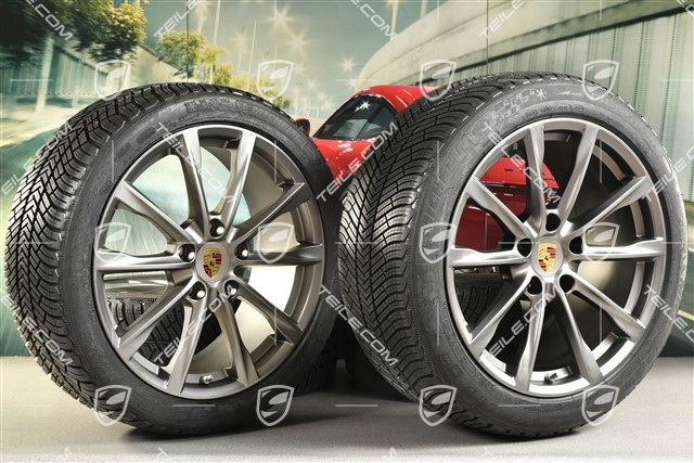 19-inch Boxster S winter wheels set, rims 8J x 19 ET57 + 10J x 19 ET45, Michelin Pilot Alpin 4 winter tires 235/40 R19 +265/40 R19, Platinum satin mat