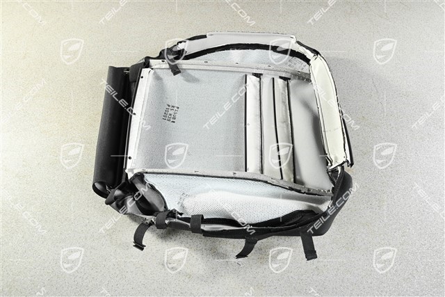 Front sport seat upholstery / cover, Leather, lower part / cushion, Black, L
