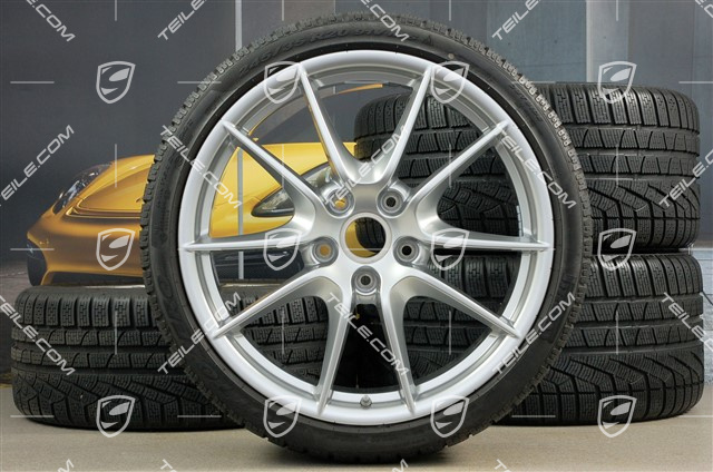 20" Carrera S (III) Winterräder Satz, 8,5J x 20 ET51 + 11J x 20 ET70 + NEUE Pirelli Winterreifen 245/35 ZR20 + 295/30 ZR20, mit RDK-Sensoren