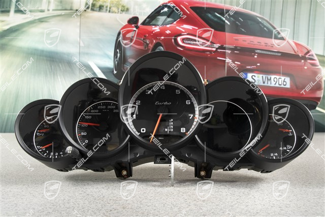 Instrument cluster / Speedometer, Black coloured dials, Turbo, PDK