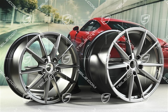 20"+21" Felgensatz Carrera S, Felgen 8,5J x 20 ET53 + 11J x 21 ET66, platinum-seidenmatt