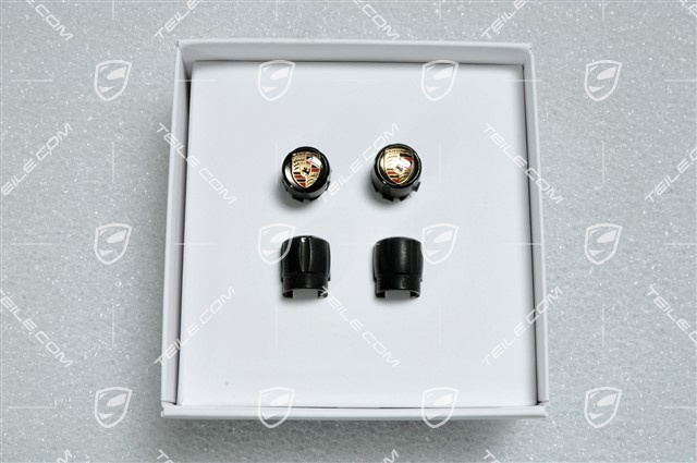 Ventilkappe, Schwarz, Wappen farbig, Satz für Fahrzeuge ohne RDK-Sensoren