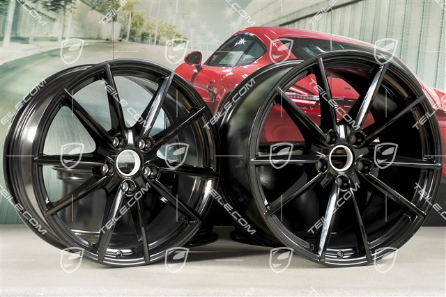 20+21" Felgensatz Carrera S, Felgen: vorne 8,5J x 20 ET53 + hinten 11,5J x 21 ET67, Schwarz Hochglanz