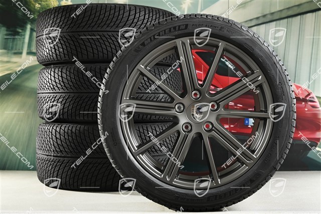 20" Panamera Turbo Koła zimowe, komplet, felgi 9,5J x 20 ET71 + 10,5J x 20 ET71 + NOWE opony zimowe Michelin 275/40 R20 + 315/35 R20, Turbonit