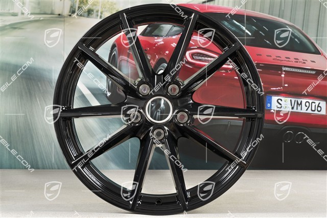 20+21" Felgensatz Carrera S, Felgen: vorne 8,5Jx20 ET53 + hinten 11J x 21 ET66 in Schwarz Hochglanz
