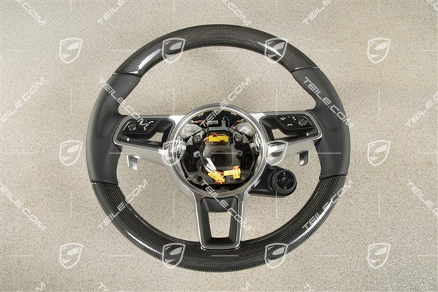 PDK, Multifunktionslenkrad, 3-Speichen, Leder / Carbon, Schwarz / Sport Chrono Paket Plus