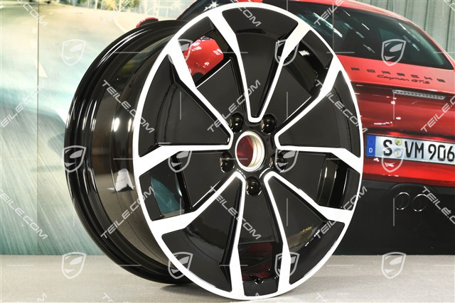 20" Felge Taycan Turbo Aero Design, 9J x 20 ET54, schwarz hochglanz mit glanzgedrehter Stirnfläche