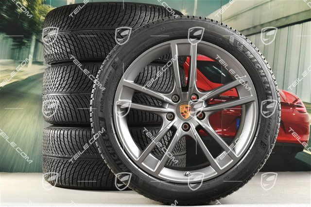 21-inch Cayenne Turbo II Design, winter wheel set, rims 9,5J x 21 ET46 + 11,0J x 21 ET58 + Michelin winter tyres 285/45 R21 + 305/40 R21, with TPMS, Vesuvgrau