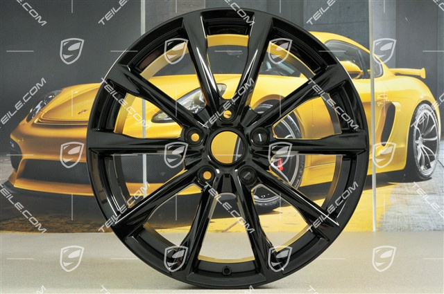 19" Boxster S Felgensatz, 8J x 19 ET57 + 10J x 19 ET45, in Schwarz Hochglanz