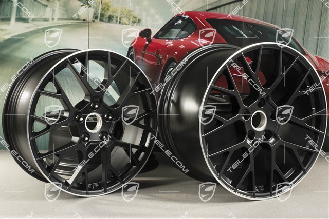 20+21-inch wheel rim set RS Spyder, rims: front 8,5J x 20 ET50 + rear 11,5J x 21 ET67, black satin matt
