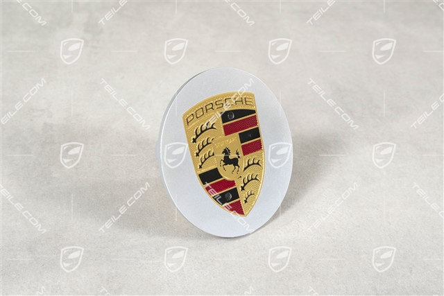 Radzierdeckel, konkav, Wappen farbig, poliert, für Turbo I Felgen