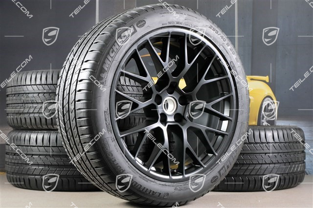 20-inch "RS Spyder Design" in black, summer wheels set, rims 9J x 20 ET26 + 10J x 20 ET19 + NEW Michelin summer tyres 265/45 R 20 + 295/40 R 20, with TPMS