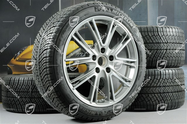 20-inch winter wheels set "Exclusive Design", rims 9,5 J x 20 ET71 + 10,5 J x 20 ET71 + NEW Michelin Pilot Alpin 4 winter tires 275/40 R20 + 315/35 R20, platinum silver