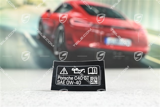 GT3, Notice sticker for recommended engine oil