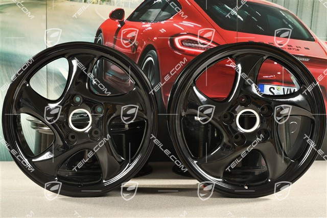 18-inch Turbo Look I wheel set, 7,5J x 18 ET50 + 10J x 18 ET65, black high gloss