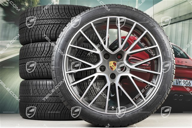 21" koła zimowe Cayenne COUPÉ RS Spyder, komplet, felgi 9,5J x 21 ET46 + 11,0J x 21 ET49 + opony zimowe Michelin Pilot Alpin 5 275/40 R21 + 305/35 R21, z czujnikami ciśnienia