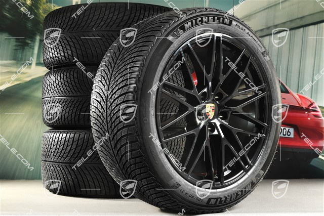 21-inch RS Spyder Design winter wheel set, rims 9,5J x 21 ET46 + 11,0J x 21 ET58 + NEW Michelin winter tyres 285/45 R21 + 305/40 R21, with TPMS, black high gloss