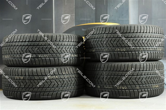 21" koła zimowe Cayenne COUPÉ RS Spyder, komplet, felgi 9,5J x 21 ET46 + 11,0J x 21 ET49 + opony zimowe Pirelli 275/40 R21 + 305/35 R21, z czujnikami ciśnienia, czarny wysoki połysk