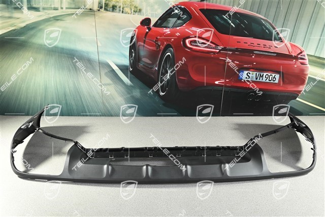 Sport design, Rear bumper lower cover / diffuser, Black matte / car with trailer coupling