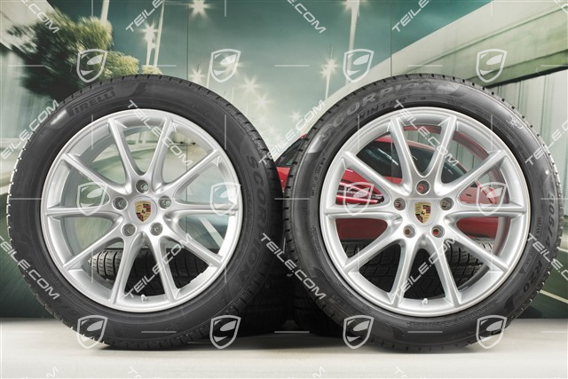 20" koła zimowe Cayenne COUPE Design, komplet, felgi 9J x 20 ET50 + 10,5J x 20 ET55 + opony zimowe Pirelli 275/45 R20 + 305/40 R20, z czujnikami ciśnienia