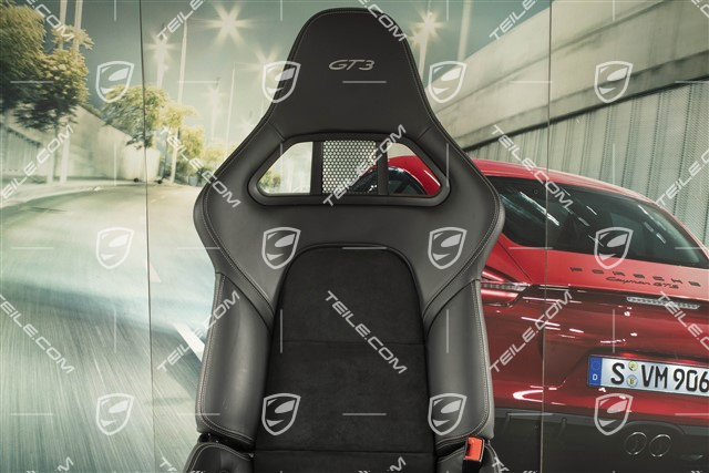 Sportschalensitz, Beifahrerseite, klappbar, Leder/Alcantara Schwarz, Naht in Silber, mit GT3 Schriftzug, R