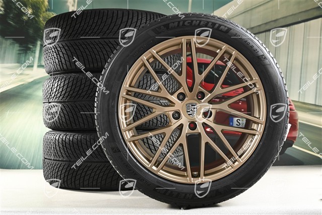 21-inch Cayenne "RS Spyder Design" winter wheel set, rims 9,5J x 21 ET46 + 11,0J x 21 ET49 + NEW Michelin Pilot Alpin 5 SUV winter tyres 285/45 R21 + 305/40 R21, with TPMS, Neodyme