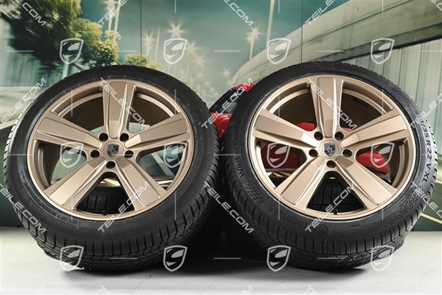 22-inch winter wheel set Cayenne Exclusive Design Sport, wheel rims 10J x 22 ET48 +11,5J x 22 ET52 + Continental winter tyres 285/40 R22 + 315/35 R22,  neodyme, about 50km, DOT/prod.year 2024