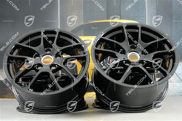18" Komplet felg Cayman III, 8J x 18 ET57 + 9,5J x 18 ET49, czarny wysoki połysk