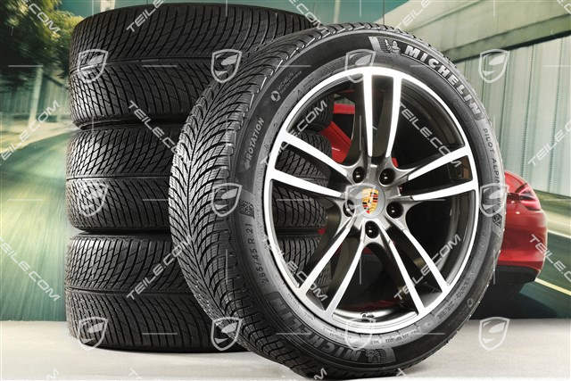 21-inch Cayenne COUPÉ Turbo Design winter wheel set, rims 9,5J x 21 ET46 + 11,0J x 21 ET49 + Michelin winter tyres 285/45 R21 + 305/40 R21, with TPMS, Titanium