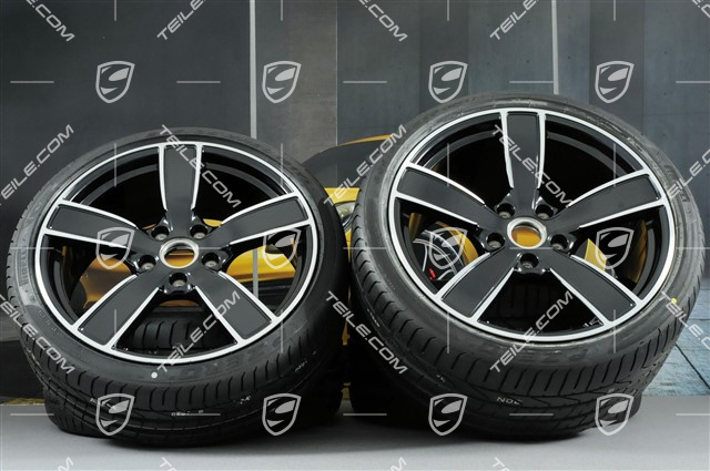20-inch summer wheels set Carrera Sport, rims 8,5J x 20 ET49 + 11,5J x 20 ET56 + summer tyres 245/35 R20 + 305/30 R20, Jet Black Metallic