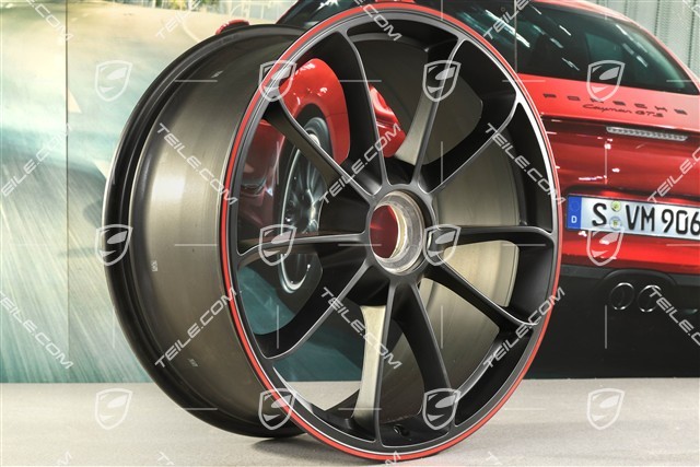 20" felga GT3, 9J x 20 ET55, czarny satynowy półmat z czerwonym rantem
