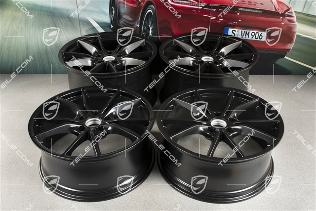 20" Komplet felg Carrera S IV, 8,5J x 20 ET49 + 11J x 20 ET56, do kół zimowych, C4/C4S/GTS, czarny satynowy mat