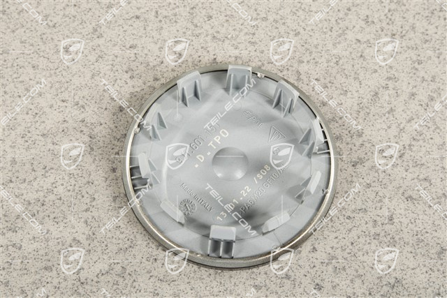 Wheel hub cap, crest coloured, Matte Black/ Glossy black outer ring