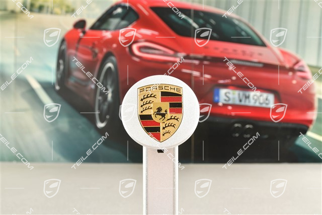 Zierdeckel für Zentralverschluss, Turbo / GTS, farbiges Porsche Wappen