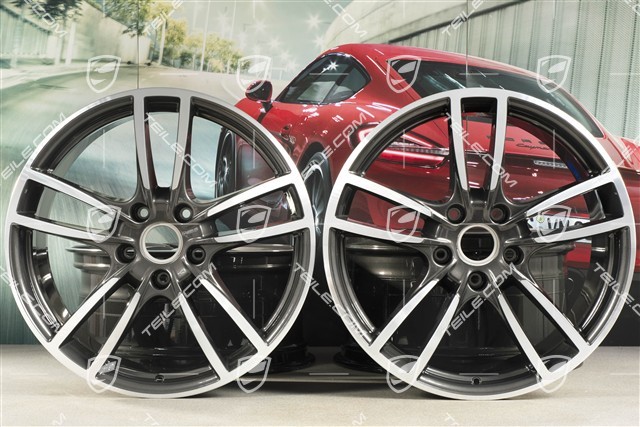 20-inch Cayenne Sport wheel rim set, 10,5J x 20 ET55 + 9J x 20 ET50, Titanium