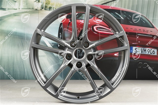 21" Komplet felg Cayenne Turbo, 11J x 21 ET58 + 9,5J x 21 ET46, Platinum półmat satyna