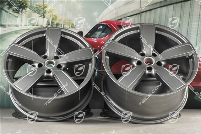 22" Komplet felg Cayenne Sport Classic, 10J x 22 ET48 + 11,5J x 22 ET61, Platinum półmat satyna