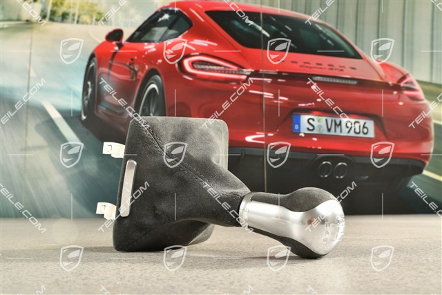 Spyder, Schaltknauf /Schalthebelknopf mit Schaltmanschette Alcantara®, Schaltgetriebe, Schwarz
