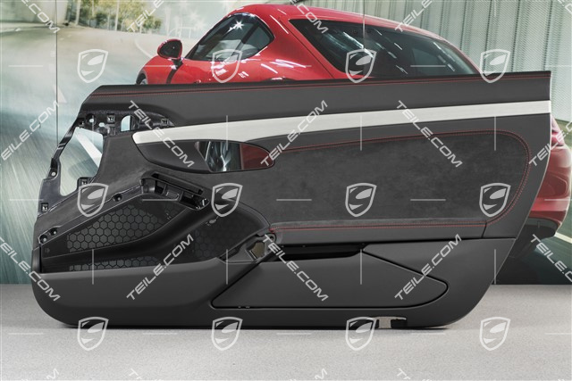 Tapicerka drzwi, GT3, skóra/Alcantara, czarna/czerwień indyjska, R